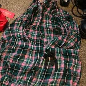 Victoria’s Secret green and pink plaid pajamas